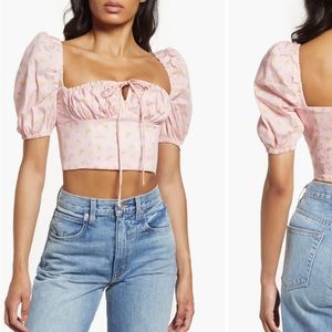 Arianna Puff Sleeve Crop Corset Top (Small)